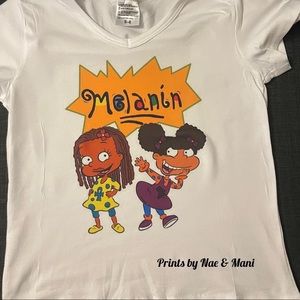 Brand white new melanin rugrat shirts for kids. Kids size small- Large.